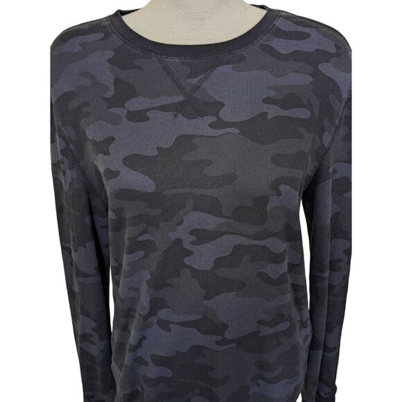 Joe Fresh Thermal Camo Print Top Womens Size Large Gray Long Sleeve Waffle Knit - Picture 2 of 7